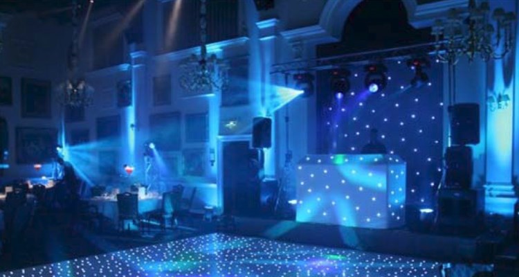 Dancefloor in blue lighting
